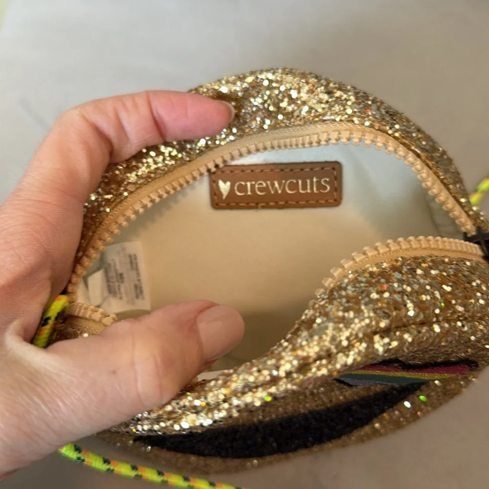Crewcuts Gold Glitter Emoji Crossbody Bag
